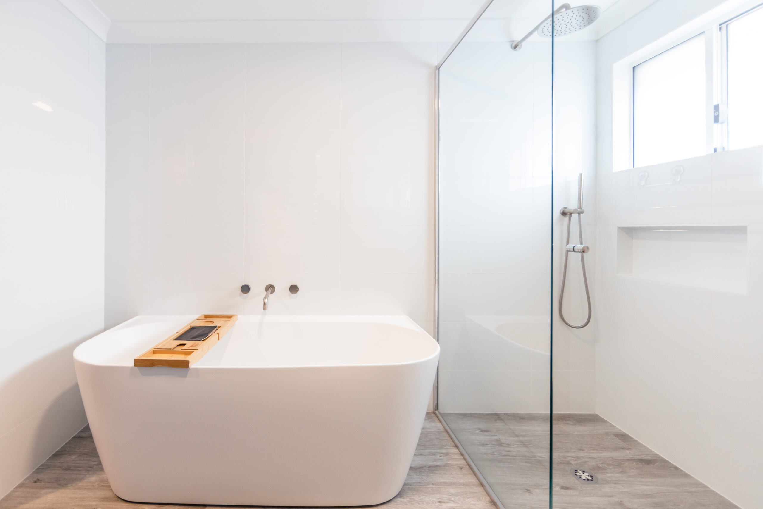 The fully renovated bathroom